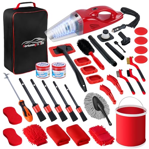 Fortuning's JDS Car Detailing Kit with Bucket and Vacuum