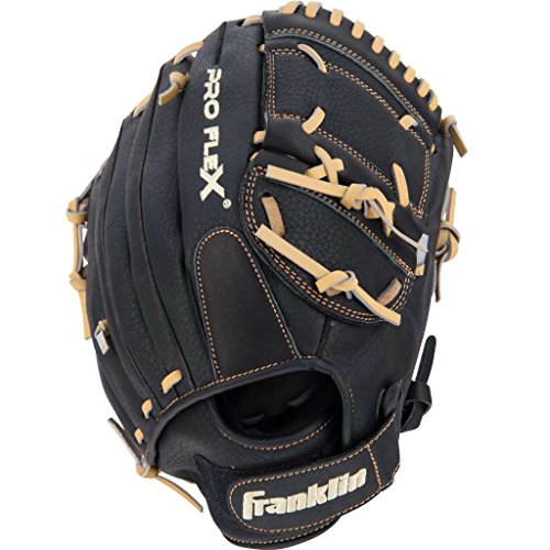 Franklin Sports Baseball Glove 12-Inch ProFlex Adult Softball Black/Camel