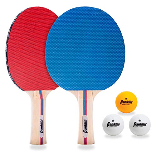 Franklin Sports Ping Pong Paddle Set - 2 Player Table Tennis Kit - Red + Blue