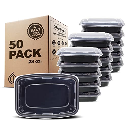 Freshware 1 Compartment Meal Prep Containers [50 Pack]