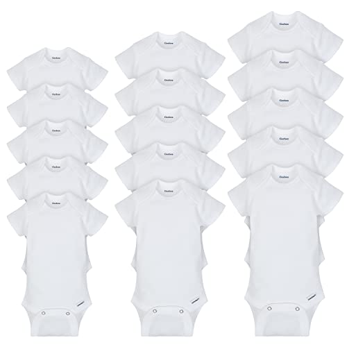 Gerber Baby 15 Piece Onesies Bodysuit Multi Size Pack, White, (0-3M, 3-6M, 6-9M)