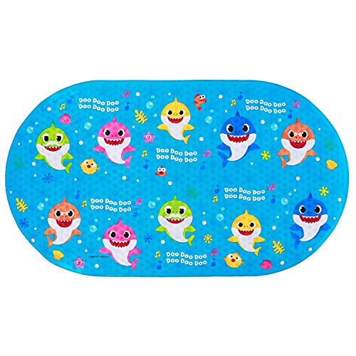 Ginsey Baby Shark Oval Bubble Bath Tub Mat 15x27 Inch (Pack of 1), Multicolor