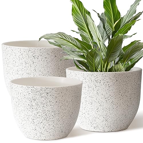 Giraffe Creation 12/10/9 inch Set of 3 Planters, Speckled White