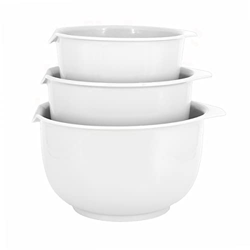 GLAD 3-Piece Nesting Mixing Bowls with Pour Spout - White