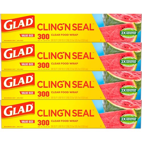 Glad Cling N Seal Wrap - 300 Sq Ft, 4 Pack
