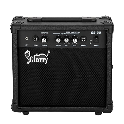 GLARRY 20W Portable Bass Guitar Combo Amp with MP3 Input