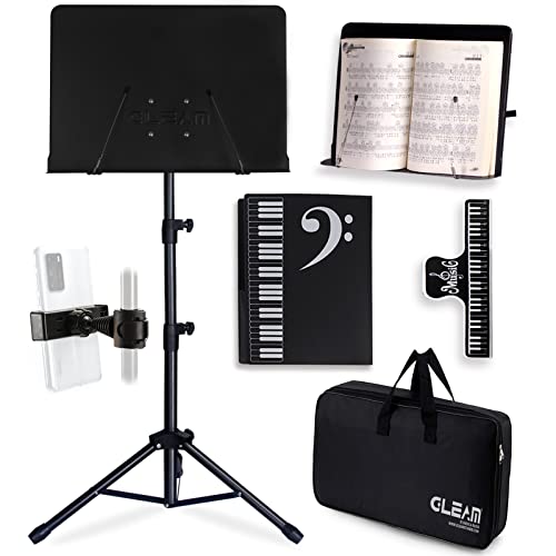 GLEAM Music Stand with 5 in 1 Desktop Book Stand