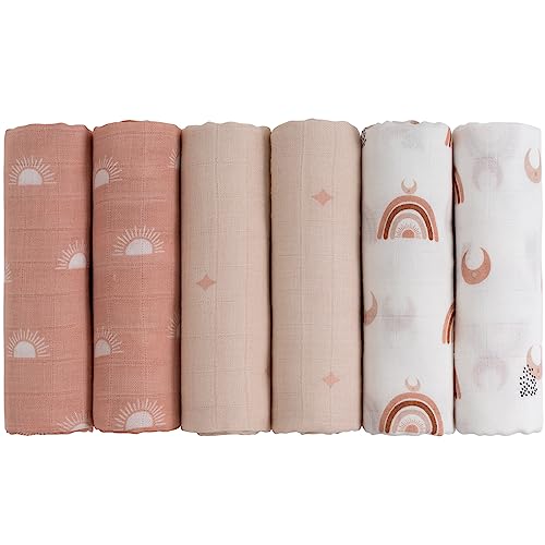 GLLQUEN BABY Cotton Muslin Swaddle Blankets - 6 Pack