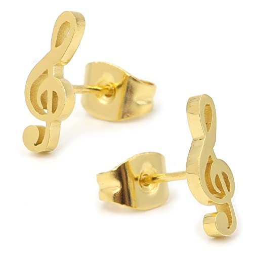 Gold Music Note Earrings