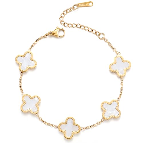 Gold Plated Clover Bracelet: Adjustable and Trendy Women's Jewelry Gift