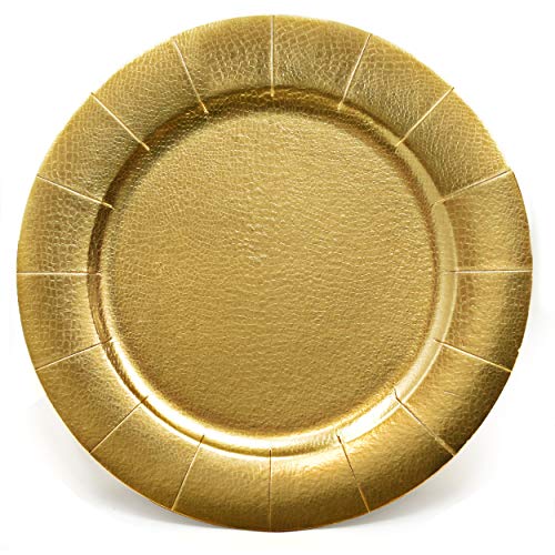 Gold Round Charger Plates: Heavy Duty Disposable Tableware for Parties