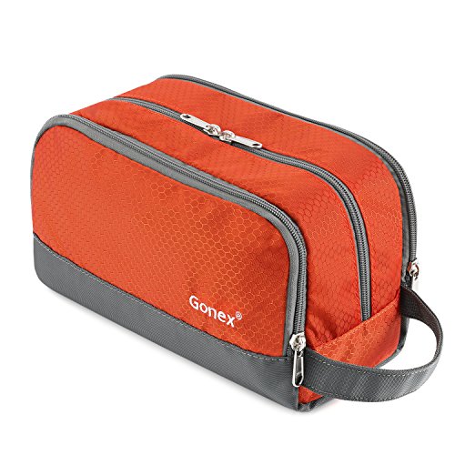 Gonex Travel Toiletry Bag Nylon, Dopp Kit Shaving Bag Toiletry Organizer Orange