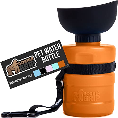 Gorilla Grip Dog Water Bottle, Orange