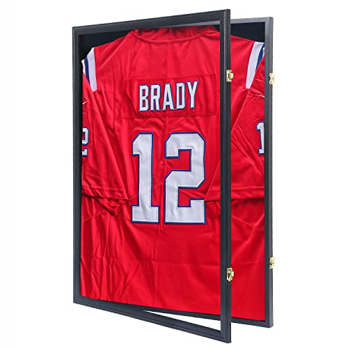 Grintus Sports Jersey Display Case with UV Protection, Black Finish