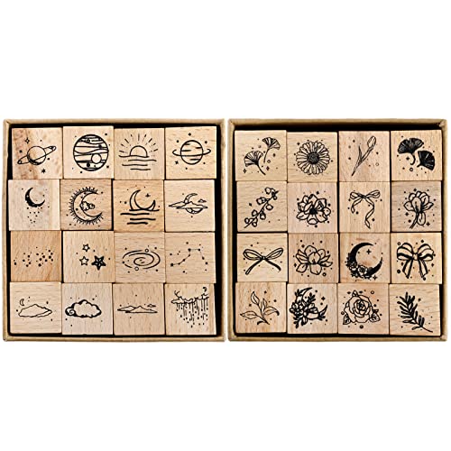 Hacaroa 32 Piece Wooden Stamp Set