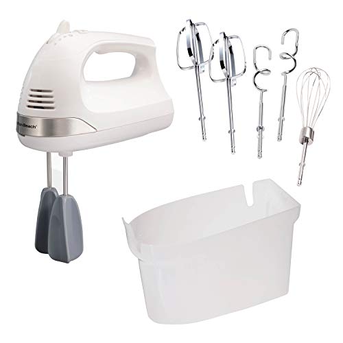 Hand Mixer with Easy Clean Beaters, Snap-On Storage Case, White