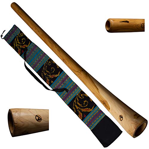 Handcrafted Wooden Didgeridoo with Ikat Carry Bag