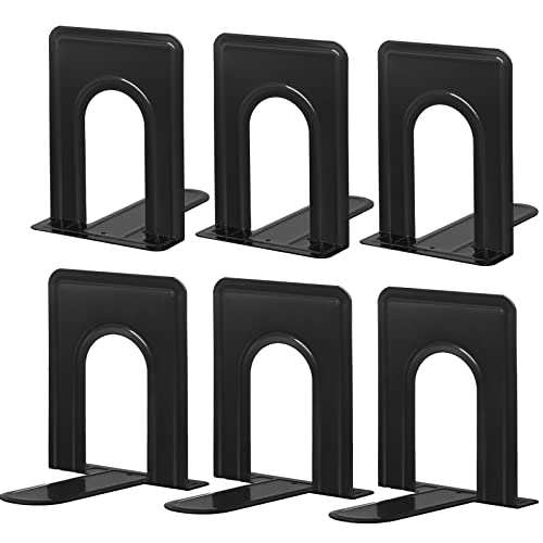 HappyHapi Metal Bookend for Shelves, Set of 3 Pair