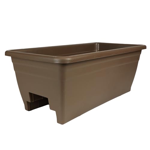 HC Companies 24" Deck Railing Planter Box - Weatherproof Plastic Pot - Chocolate