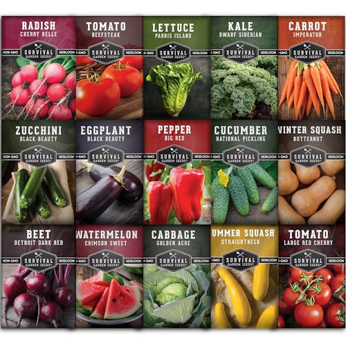 Heirloom Family Garden Seed Vault: Non-GMO Variety Pack - 15 Vegetables