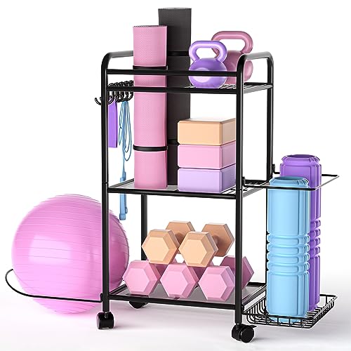 Highpro Gym Equipment Storage Rack for Yoga, Weights & More