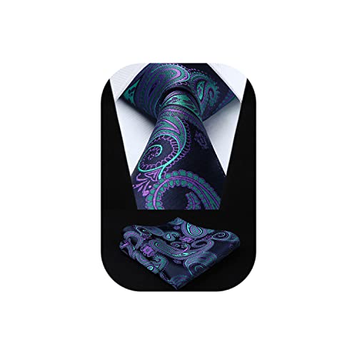 HISDERN Purple Paisley Men's Tie & Pocket Square