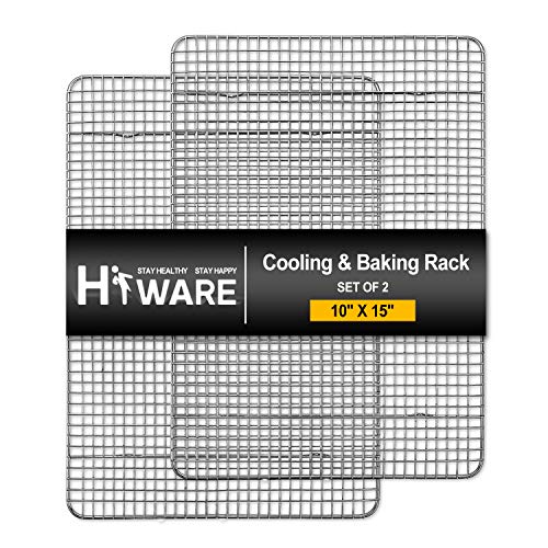 Hiware 2-Pack 10" x 15" Stainless Steel Cooling Racks for Baking
