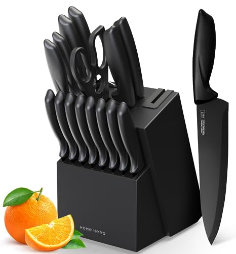 Home Hero 16 Pc Kitchen Knife Set - High Carbon Stainless Steel with Sharpener