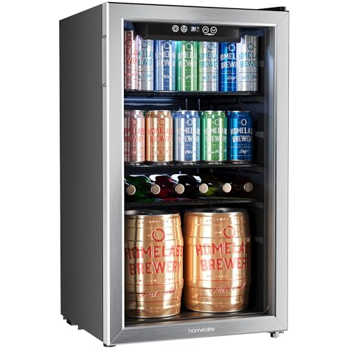 HomeLabs 120 Can Glass Door Beverage Refrigerator