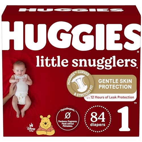 Huggies Little Snugglers Diapers, Newborn Size 1, 84 Count