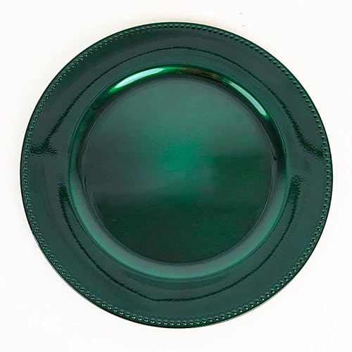Hunter Green Crystal Beaded Charger Plates - 6 pcs 13-Inch