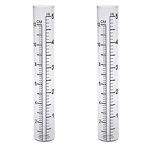 HUTNUOY 5" Rain Gauge Replacement Tube Glass 2 Pack for Outdoor Garden Yard Home