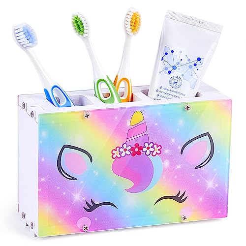 ICOSY Kids Toothbrush & Toothpaste Holder with Drainage