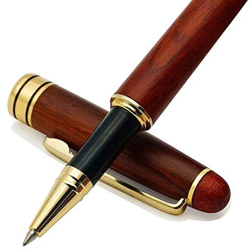 IDEAPOOL Rosewood Ballpoint Pen Set with Extra Ink - Elegant Gift for Business