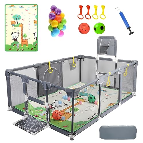 Indoor & Outdoor Baby Playpen with Mat and Accessories by Magnelogy