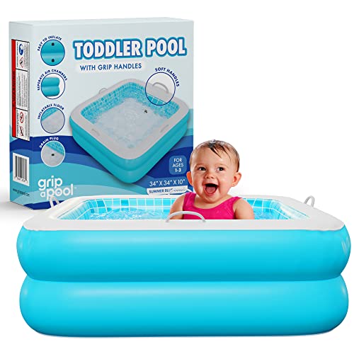 Inflatable Baby Pool with Grip Handles and Padded Floor