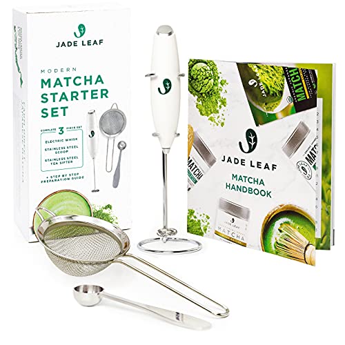JADE LEAF Matcha Starter Kit - Electric Whisk, Spoon, Sifter, Handbook