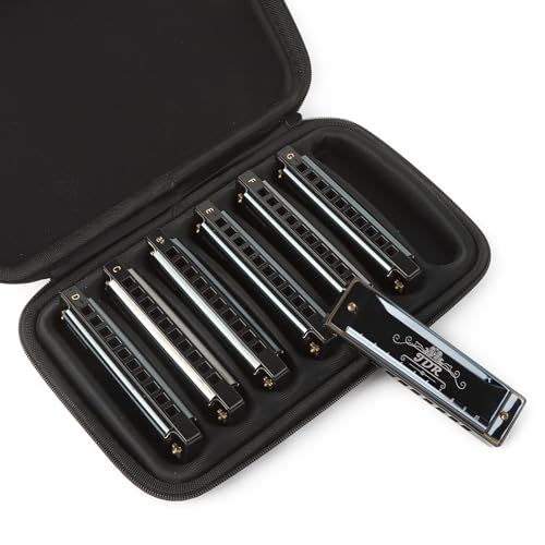 JDR 7-Key Diatonic Harmonica Set with Protective Case - Perfect New Year Gift