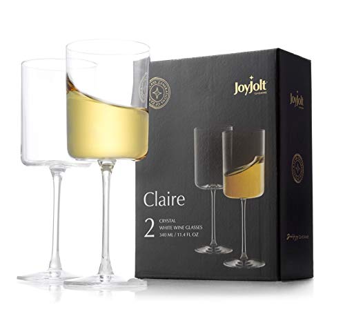 JoyJolt Claire White Wine Glasses Set