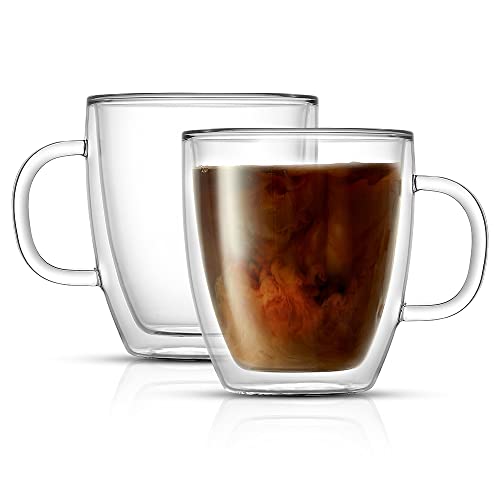 JoyJolt Savor Double Wall Coffee Mugs (Set of 2) - 13.5-Ounces
