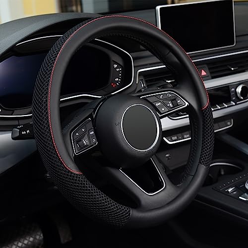 KAFEEK Steering Wheel Cover, Microfiber Leather, Black