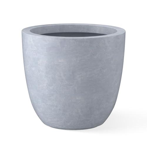 Kante 14" Round Concrete Planter, Large Plant Pot with Drainage, Slate Gray