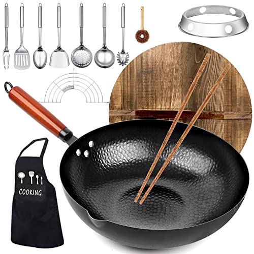 KAQINU 14 Piece Woks & Stir-Fry Pans Set