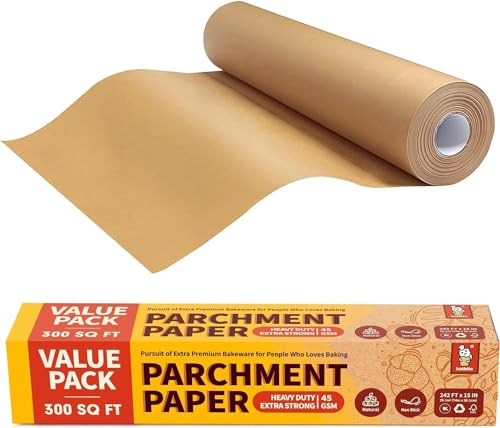Katbite 15in x 242ft Unbleached Parchment Paper Roll for Baking and Cooking