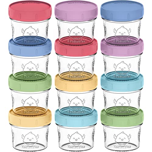KeaBabies 12-Pack Glass Baby Food Containers