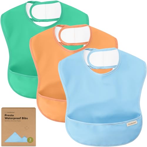 KeaBabies Waterproof Baby Bibs - Mess Proof Feeding Bibs for Baby Boys and Girls