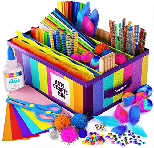 Kids Arts & Crafts Supplies Kit with Storage Bin