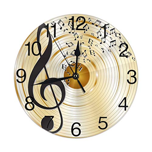 KiuLoam Music Notes & Treble Clef Wall Clock: Silent & Easy to Read