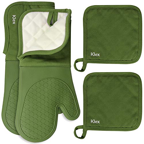 Klex Silicone Oven Mitts and Pot Holders Set