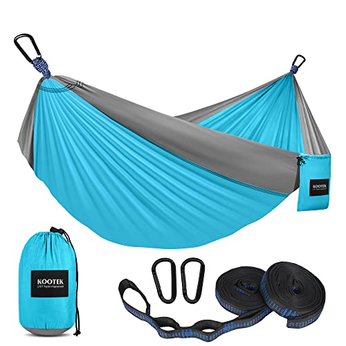 Kootek Portable Single Camping Hammock - Sky Blue & Grey